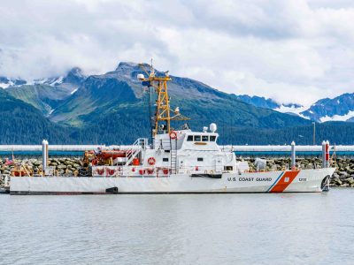 Seward, AK - September 1, 2022: United States Coast Guard Cutter Mustang in docked in Seward, Alaska